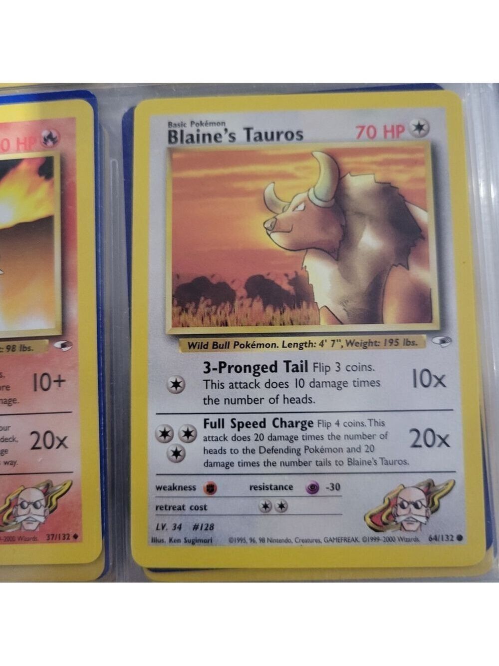 Pokemon Blain's Tauros Card